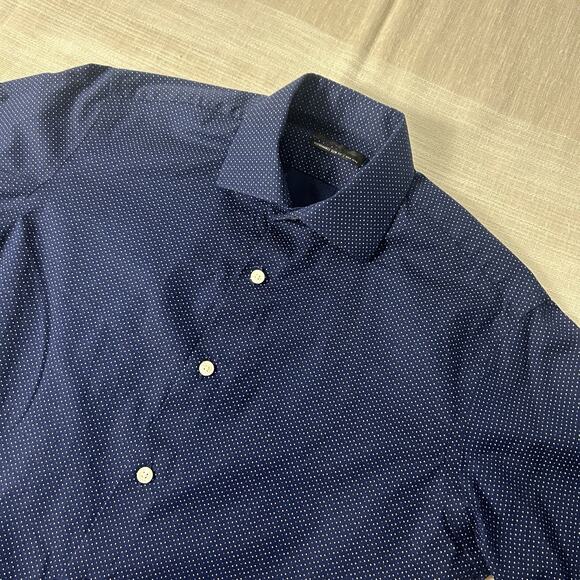 Men's Esquire Shirt size 15 32/33 Navy Blue Slim Fit button up long sleeve - Picture 3 of 9